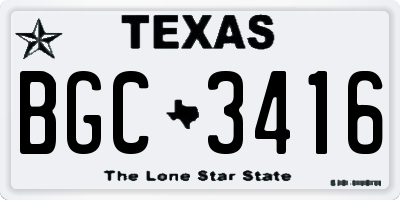 TX license plate BGC3416