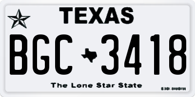 TX license plate BGC3418