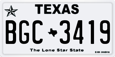 TX license plate BGC3419