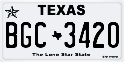 TX license plate BGC3420