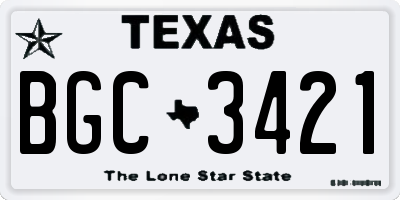 TX license plate BGC3421