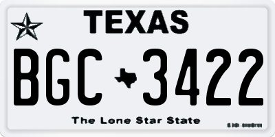 TX license plate BGC3422