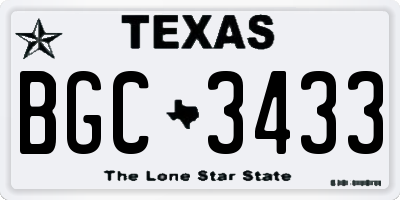 TX license plate BGC3433