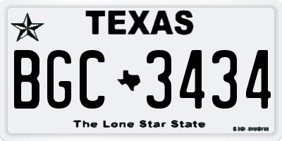 TX license plate BGC3434