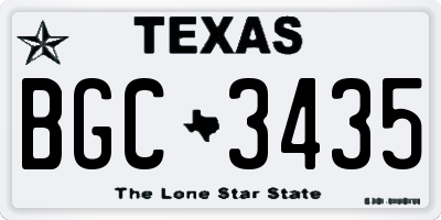 TX license plate BGC3435
