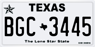 TX license plate BGC3445