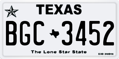 TX license plate BGC3452