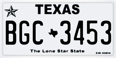 TX license plate BGC3453