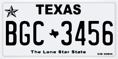 TX license plate BGC3456