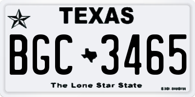 TX license plate BGC3465