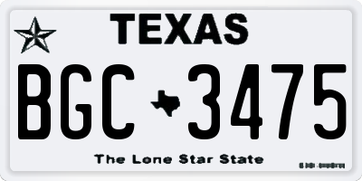 TX license plate BGC3475