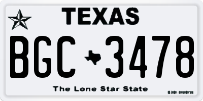 TX license plate BGC3478