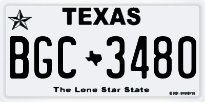 TX license plate BGC3480