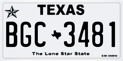 TX license plate BGC3481