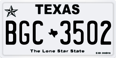TX license plate BGC3502