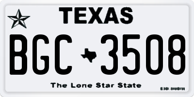 TX license plate BGC3508