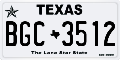 TX license plate BGC3512