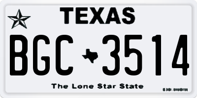 TX license plate BGC3514