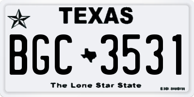 TX license plate BGC3531