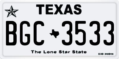 TX license plate BGC3533