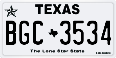 TX license plate BGC3534