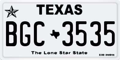 TX license plate BGC3535