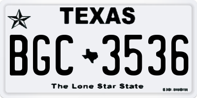 TX license plate BGC3536