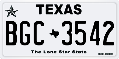 TX license plate BGC3542