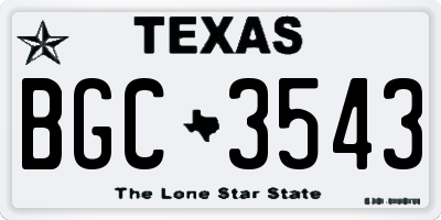 TX license plate BGC3543