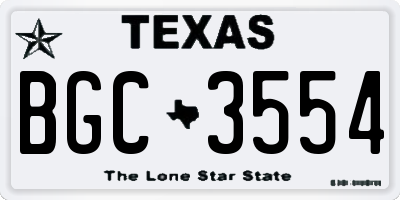 TX license plate BGC3554
