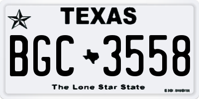 TX license plate BGC3558