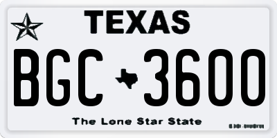 TX license plate BGC3600