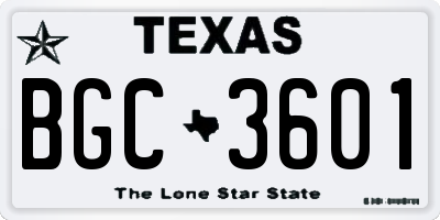 TX license plate BGC3601