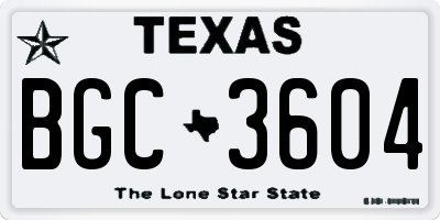 TX license plate BGC3604