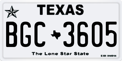 TX license plate BGC3605