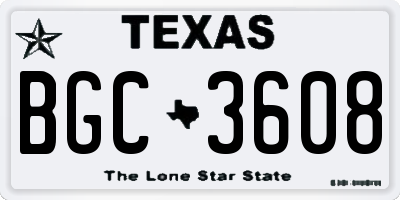 TX license plate BGC3608