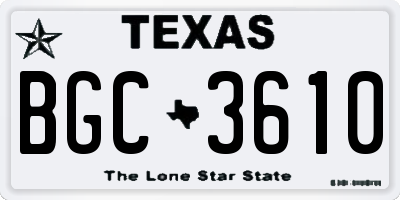 TX license plate BGC3610