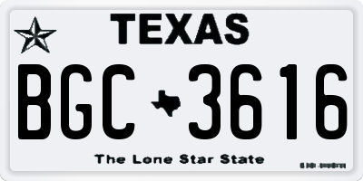 TX license plate BGC3616