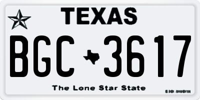 TX license plate BGC3617