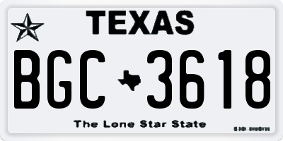 TX license plate BGC3618