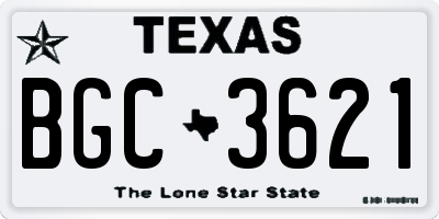 TX license plate BGC3621