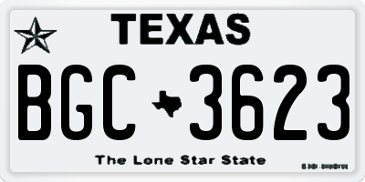TX license plate BGC3623