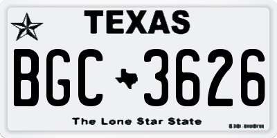TX license plate BGC3626