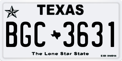 TX license plate BGC3631