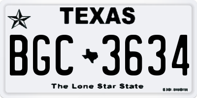 TX license plate BGC3634