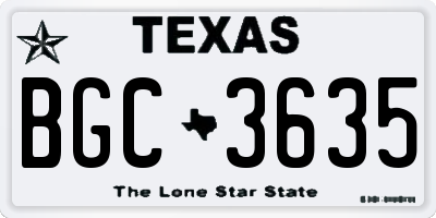 TX license plate BGC3635