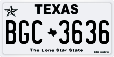 TX license plate BGC3636