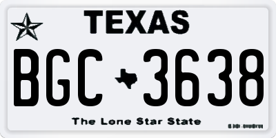 TX license plate BGC3638