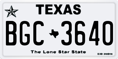 TX license plate BGC3640