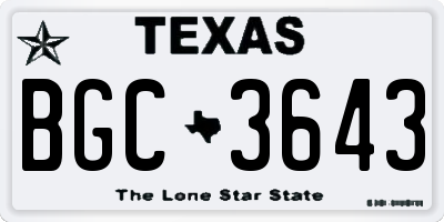 TX license plate BGC3643